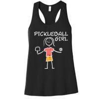 Pickleball Girl Stickman Pickle Ball Women's Racerback Tank