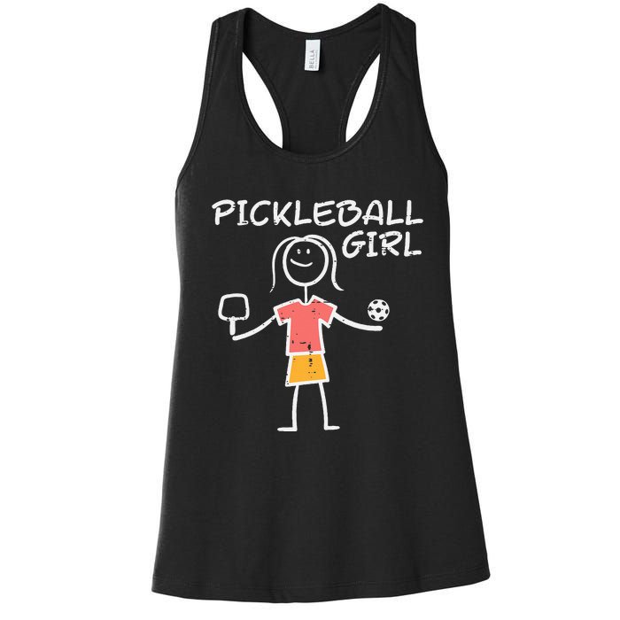 Pickleball Girl Stickman Pickle Ball Women's Racerback Tank