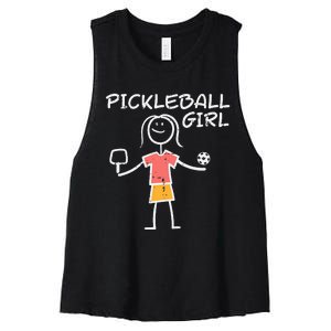 Pickleball Girl Stickman Pickle Ball Women's Racerback Cropped Tank