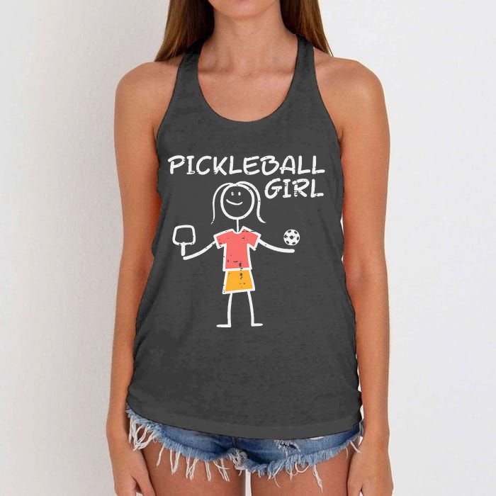 Pickleball Girl Stickman Pickle Ball Women's Knotted Racerback Tank