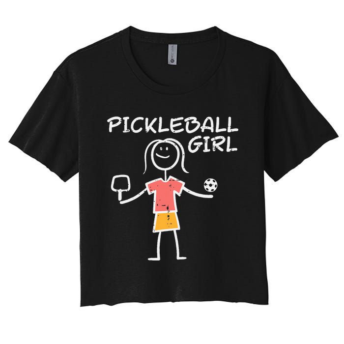 Pickleball Girl Stickman Pickle Ball Women's Crop Top Tee