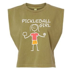 Pickleball Girl Stickman Pickle Ball Garment-Dyed Women's Muscle Tee