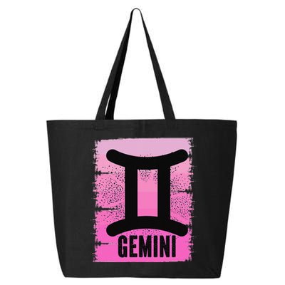 Pink Gemini Symbol May Birthday Born In June Zodiac Sign 25L Jumbo Tote