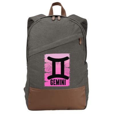 Pink Gemini Symbol May Birthday Born In June Zodiac Sign Cotton Canvas Backpack