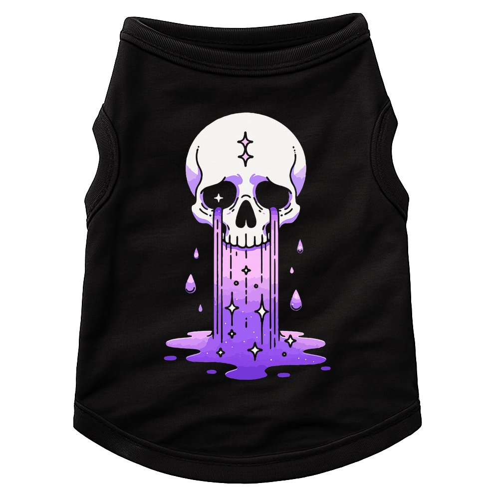 Pastel Goth Skull Crying Sad Stars Purple Alt Aesthetic Doggie Tank