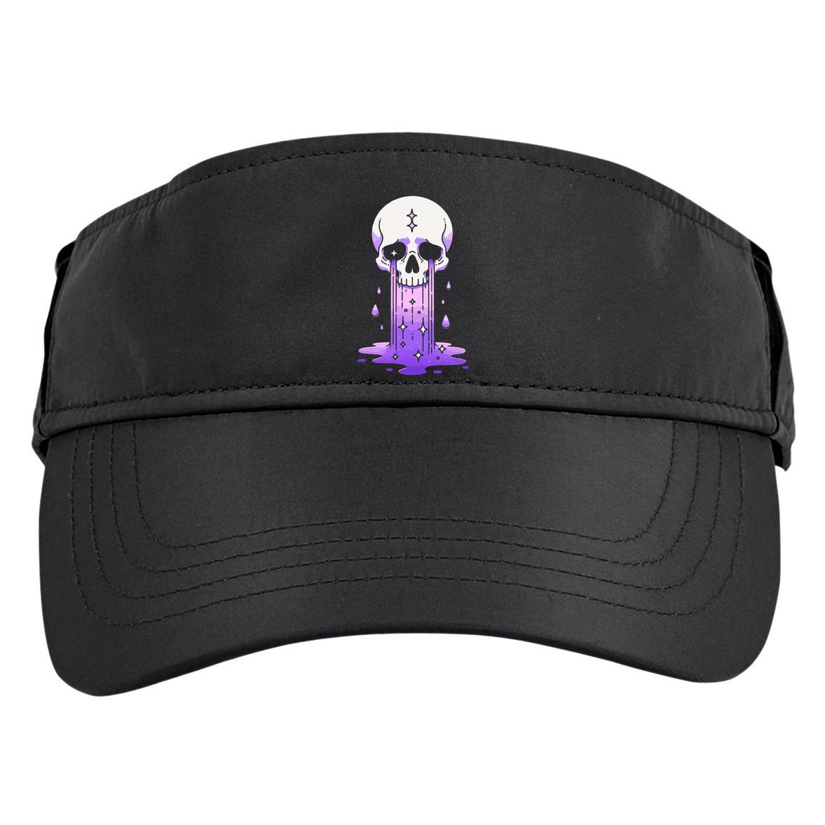 Pastel Goth Skull Crying Sad Stars Purple Alt Aesthetic Adult Drive Performance Visor