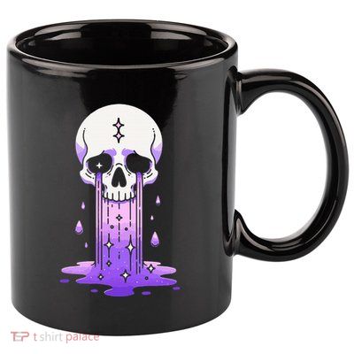 Pastel Goth Skull Crying Sad Stars Purple Alt Aesthetic 11oz C Handle Ceramic Mug