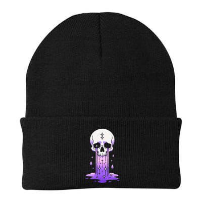 Pastel Goth Skull Crying Sad Stars Purple Alt Aesthetic Beanie