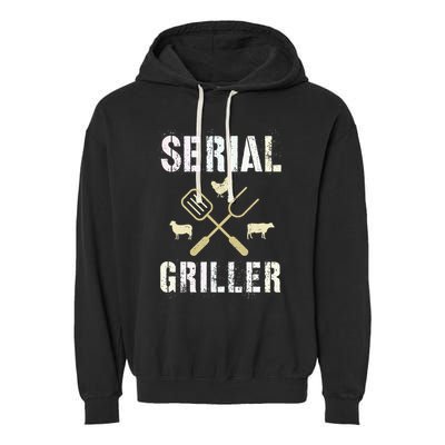 Pitmaster Grilling Serial Griller Pit Grandpa Brisket Patio Garment-Dyed Fleece Hoodie