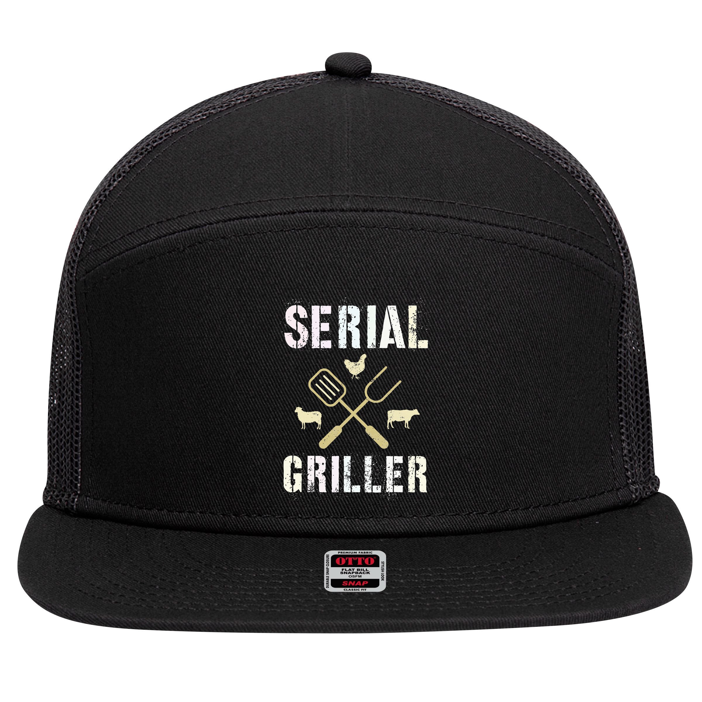 Pitmaster Grilling Serial Griller Pit Grandpa Brisket Patio 7 Panel Mesh Trucker Snapback Hat