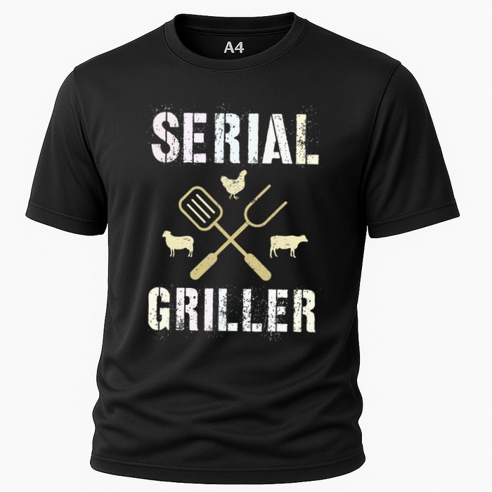 Pitmaster Grilling Serial Griller Pit Grandpa Brisket Patio Cooling Performance Crew T-Shirt