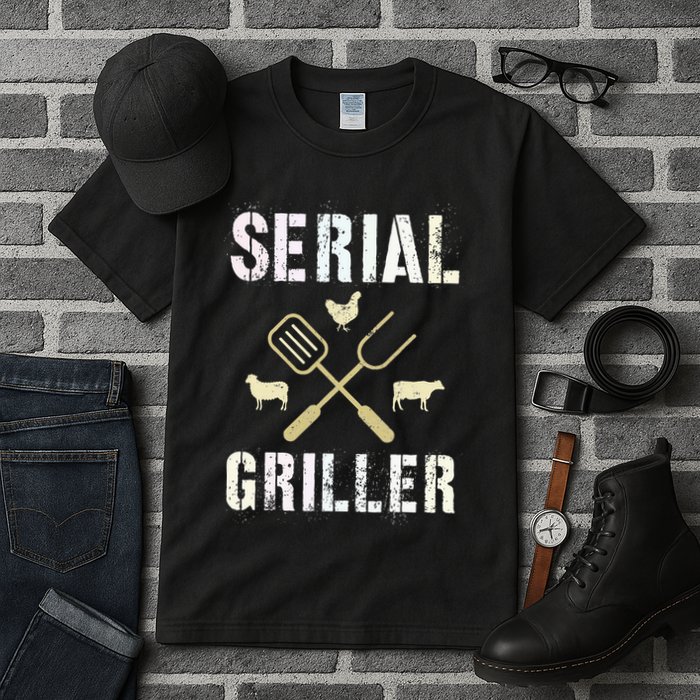 Pitmaster Grilling Serial Griller Pit Grandpa Brisket Patio Tall T-Shirt