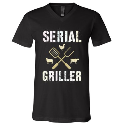 Pitmaster Grilling Serial Griller Pit Grandpa Brisket Patio V-Neck T-Shirt