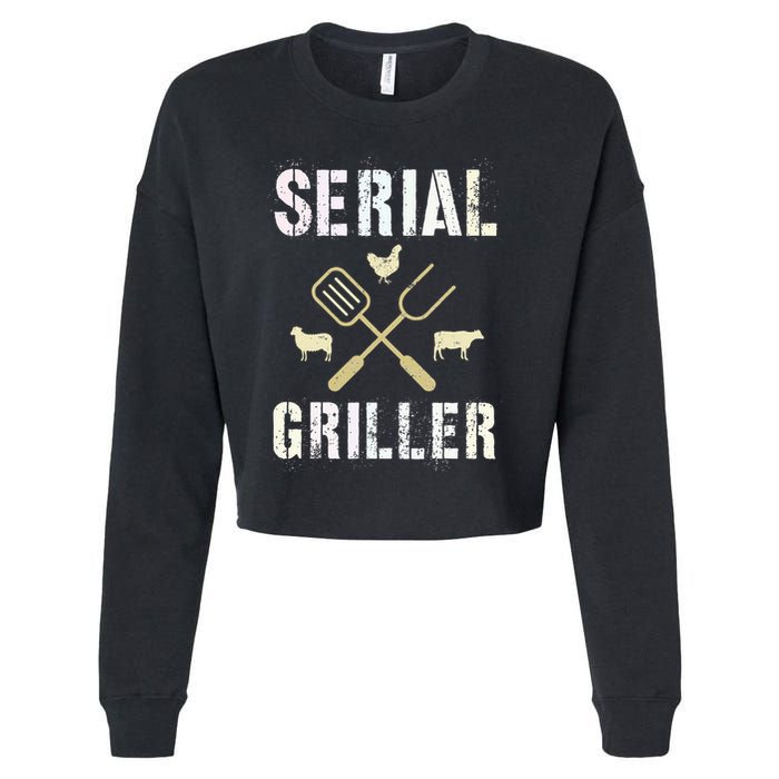 Pitmaster Grilling Serial Griller Pit Grandpa Brisket Patio Cropped Pullover Crew
