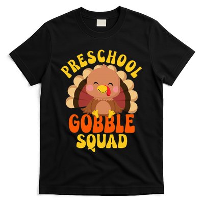 Preschool Gobble Squad Turkey Happy Thanksgiving T-Shirt