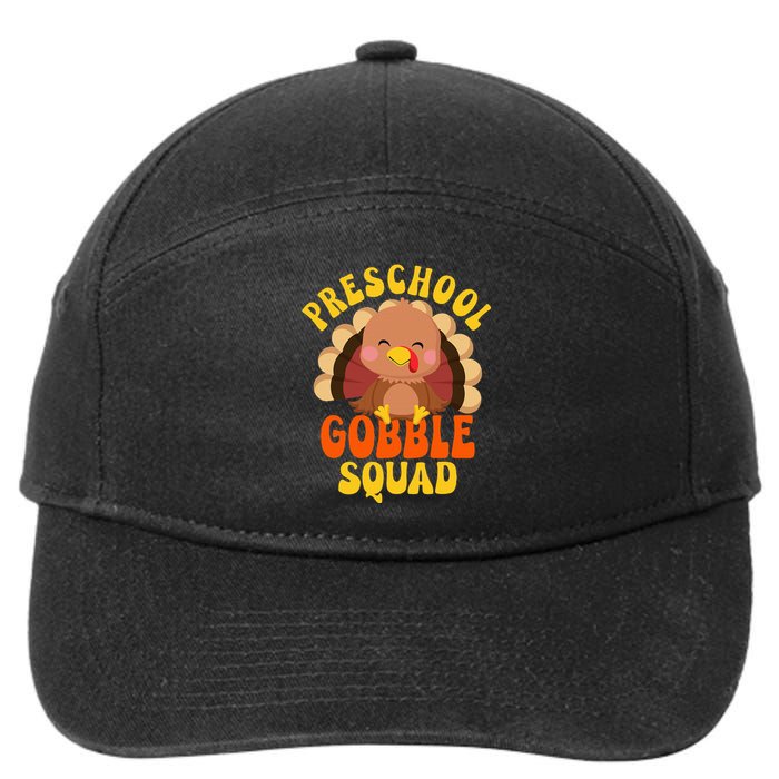 Preschool Gobble Squad Turkey Happy Thanksgiving 7-Panel Snapback Hat