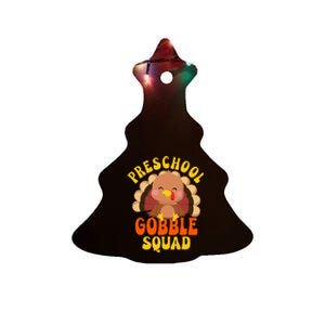 Preschool Gobble Squad Turkey Happy Thanksgiving Ceramic Tree Ornament