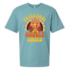 Preschool Gobble Squad Turkey Happy Thanksgiving Sueded Cloud Jersey T-Shirt