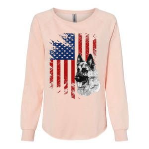 Patriotic German Shepherd USA American Flag Dog Pet Womens California Wash Sweatshirt