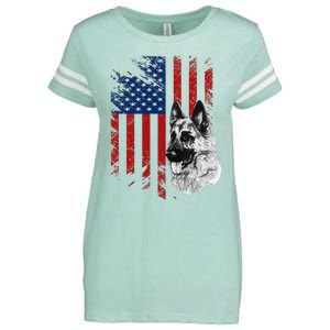 Patriotic German Shepherd USA American Flag Dog Pet Enza Ladies Jersey Football T-Shirt