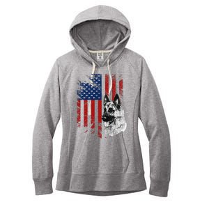 Patriotic German Shepherd USA American Flag Dog Pet Women's Fleece Hoodie