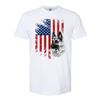 Patriotic German Shepherd USA American Flag Dog Pet Softstyle® CVC T-Shirt