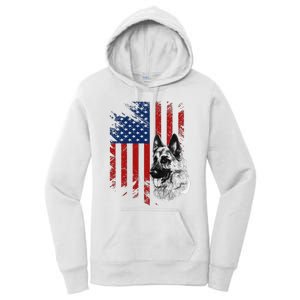 Patriotic German Shepherd USA American Flag Dog Pet Women's Pullover Hoodie