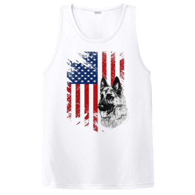 Patriotic German Shepherd USA American Flag Dog Pet PosiCharge Competitor Tank