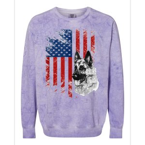 Patriotic German Shepherd Usa American Flag Dog Pet Tank Top Colorblast Crewneck Sweatshirt