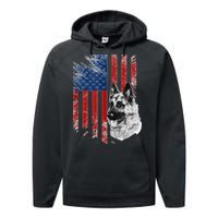 Patriotic German Shepherd Usa American Flag Dog Pet Tank Top Performance Fleece Hoodie