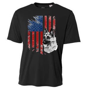 Patriotic German Shepherd Usa American Flag Dog Pet Tank Top Cooling Performance Crew T-Shirt