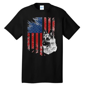 Patriotic German Shepherd Usa American Flag Dog Pet Tank Top Tall T-Shirt