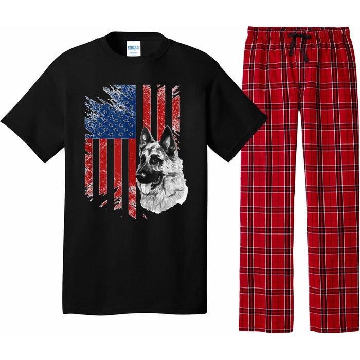 Patriotic German Shepherd Usa American Flag Dog Pet Tank Top Pajama Set