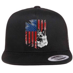 Patriotic German Shepherd Usa American Flag Dog Pet Tank Top Flat Bill Trucker Hat