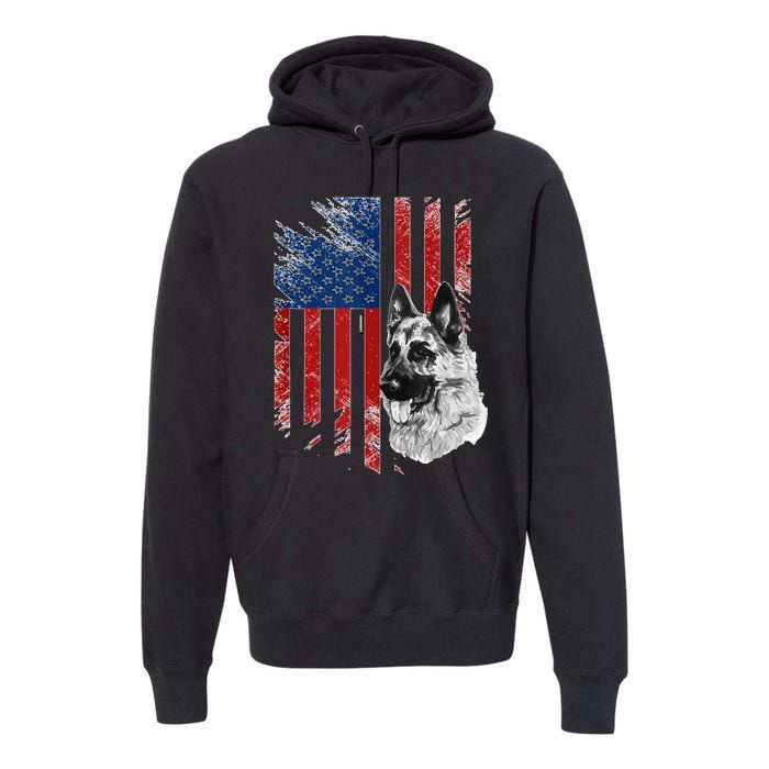 Patriotic German Shepherd Usa American Flag Dog Pet Tank Top Premium Hoodie