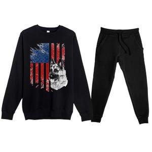 Patriotic German Shepherd Usa American Flag Dog Pet Tank Top Premium Crewneck Sweatsuit Set