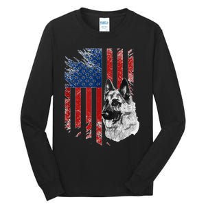 Patriotic German Shepherd Usa American Flag Dog Pet Tank Top Tall Long Sleeve T-Shirt