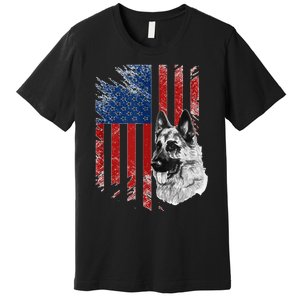 Patriotic German Shepherd Usa American Flag Dog Pet Tank Top Premium T-Shirt