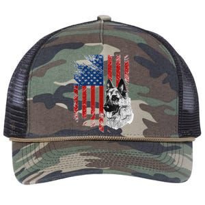 Patriotic German Shepherd Usa American Flag Dog Pet Tank Top Retro Rope Trucker Hat Cap