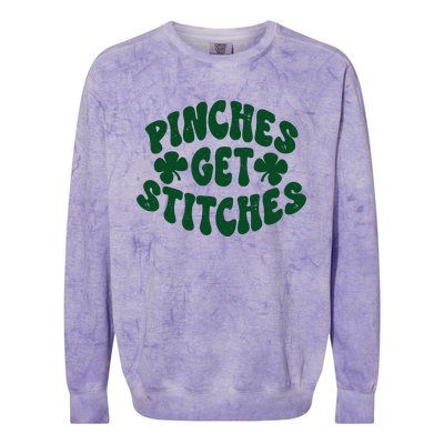 Pinches Get Stitches Funny St Patrick's Day Colorblast Crewneck Sweatshirt