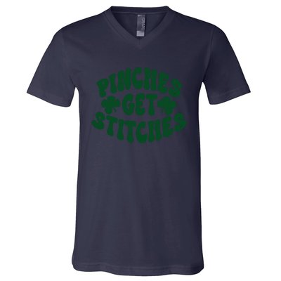 Pinches Get Stitches Funny St Patrick's Day V-Neck T-Shirt