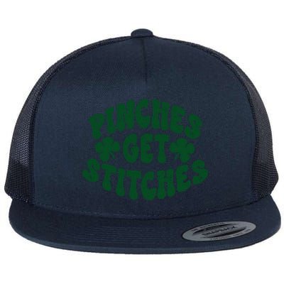 Pinches Get Stitches Funny St Patrick's Day Flat Bill Trucker Hat