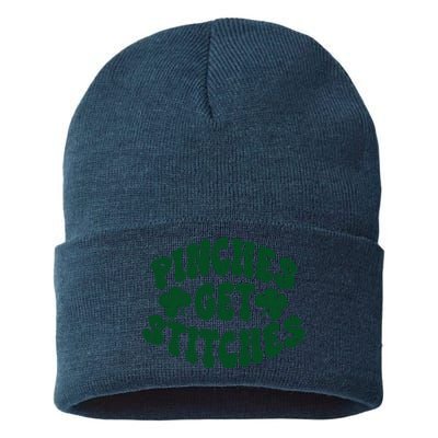 Pinches Get Stitches Funny St Patrick's Day Sustainable Knit Beanie