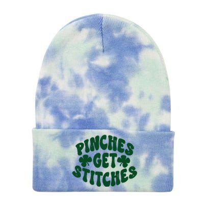 Pinches Get Stitches Funny St Patrick's Day Tie Dye 12in Knit Beanie