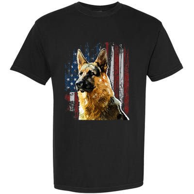 Patriotic German Shepherd American Flag Dog Gift Men Women Garment-Dyed Heavyweight T-Shirt