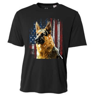 Patriotic German Shepherd American Flag Dog Gift Men Women Cooling Performance Crew T-Shirt