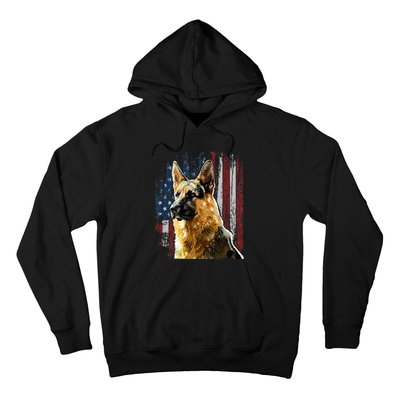 Patriotic German Shepherd American Flag Dog Gift Men Women Hoodie