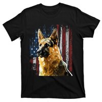 Patriotic German Shepherd American Flag Dog Gift Men Women T-Shirt