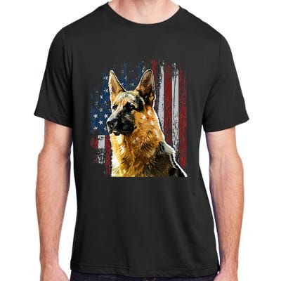 Patriotic German Shepherd American Flag Dog Gift Men Women Adult ChromaSoft Performance T-Shirt