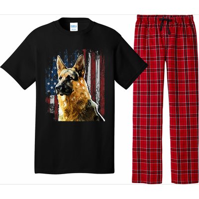 Patriotic German Shepherd American Flag Dog Gift Men Women Pajama Set